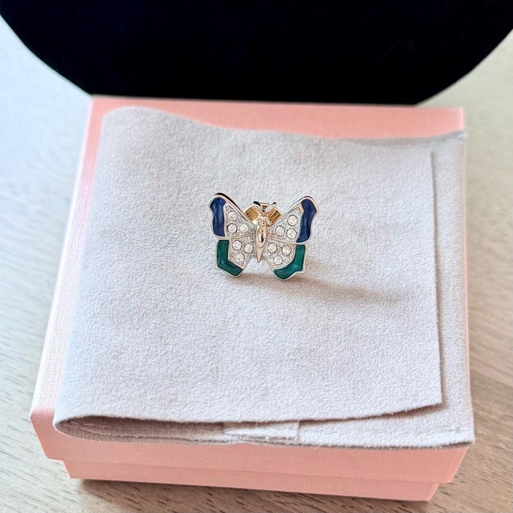 Carolee Vintage Enamel & Rhinestone Butterfly Pin